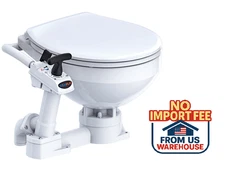SEAFLO Manually Operated Marine Toilet Head Ceramic, Wood,White SFMTM-01