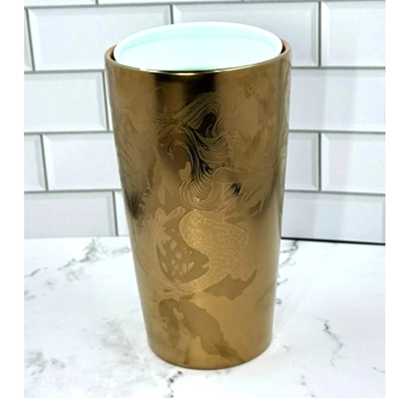 Керамическая дорожная кружка Starbucks 2022 с медной сиреной русалкой с двойными стенками - Изображение 4 из 4