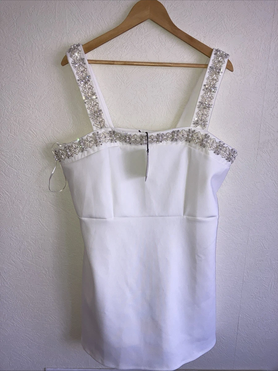river island white beaded dress Vintage River Island Premium Embellished Fringe White Medium Mini Dres   weighnpayclothingstore
