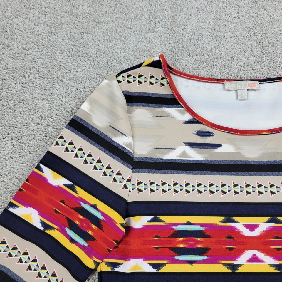 Vestido para mujer Gianni Bini GB L rojo crema suroeste azteca bodycon pulóver Foto 4 de 4