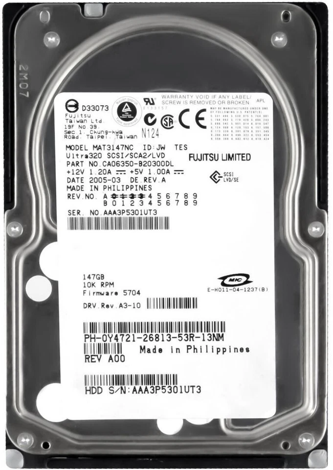 Hard Drive Dell 0Y4721 MAT3147NC 147GB 10000U/Min 8MB SCSI U320 3.5'' - Image 3 of 3