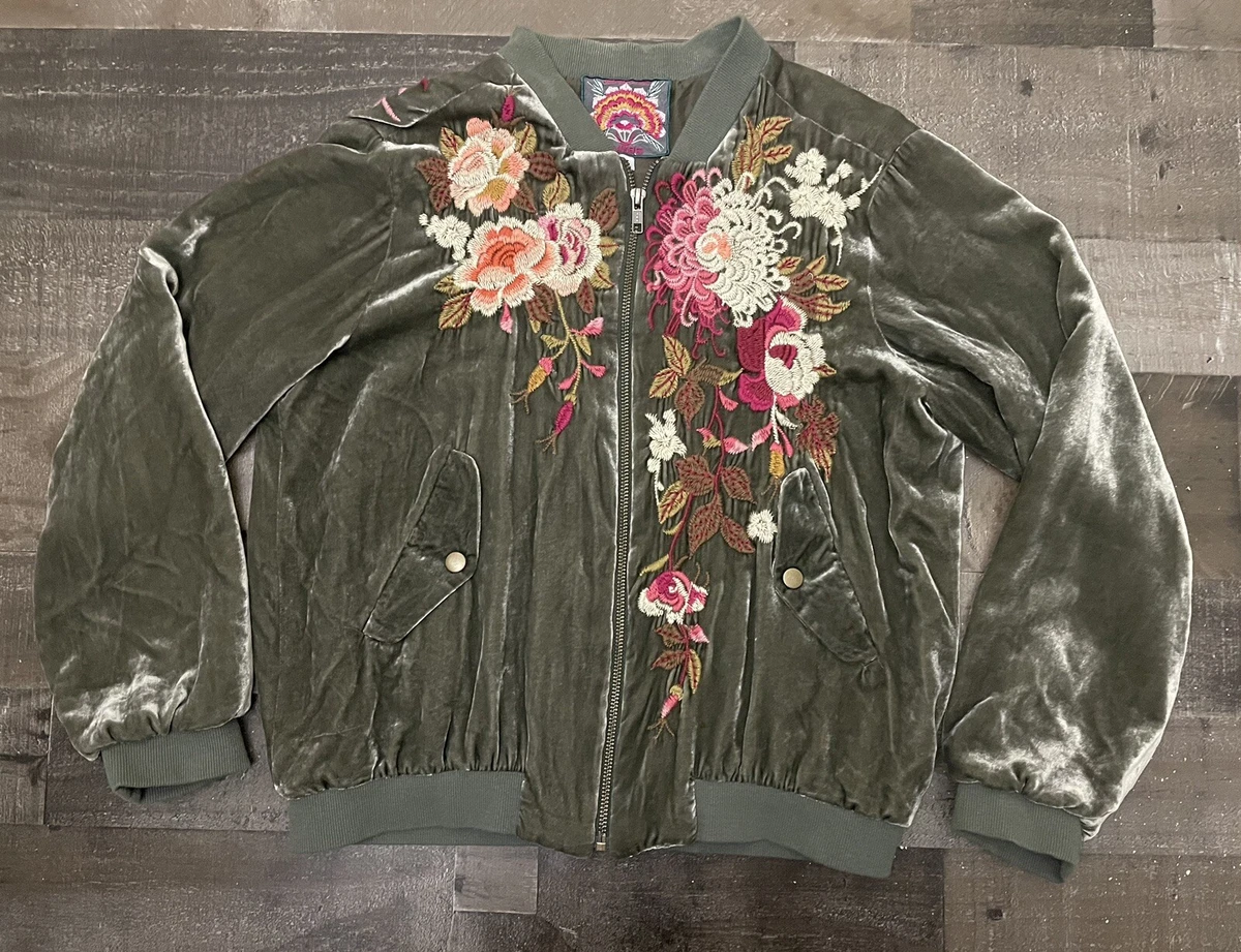 Floral silk store bomber jacket