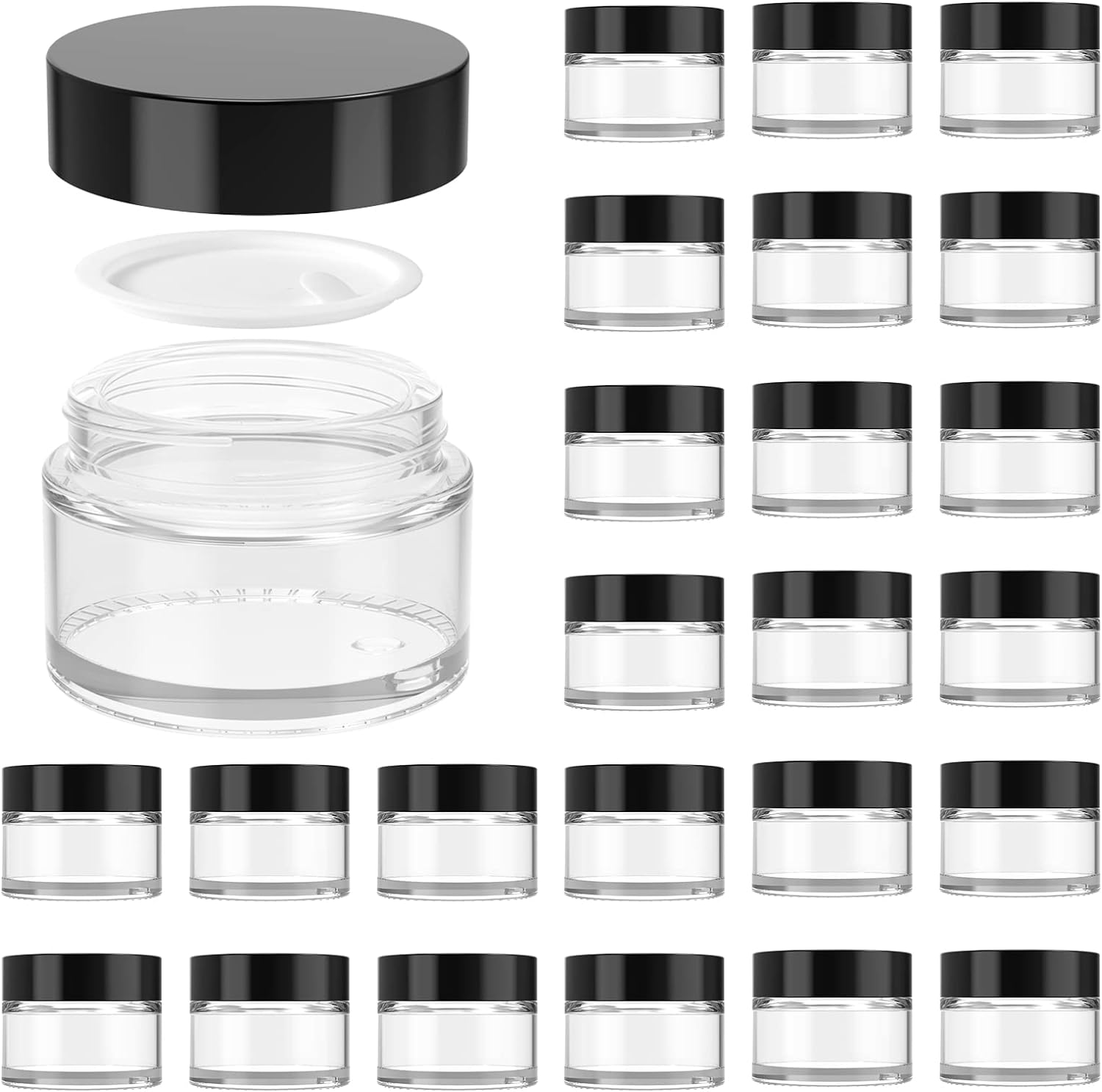 1oz Clear Glass Cosmetic Jars with Lids, 40