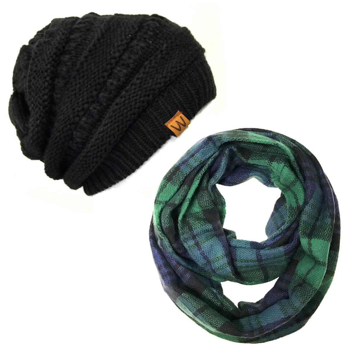 Wrapables Plaid Print Infinity Scarf and Beanie Hat Set | eBay