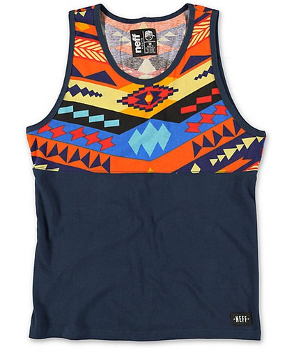 New Neff Boys Youth Brative Tank Sleeveless T- Shirt Medium Orange Navy