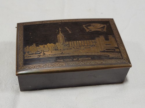 1933 Century Of Progress Chicago Hall Of Science Copper Wood Trinket Box COP - Picture 15 of 15