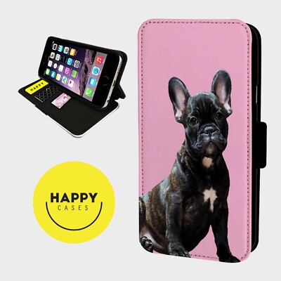 SÜSSE FRANZÖSISCHE BULLDOGGE - Kunstleder Klapp Handy Hülle Cover - iPhone/Samsung