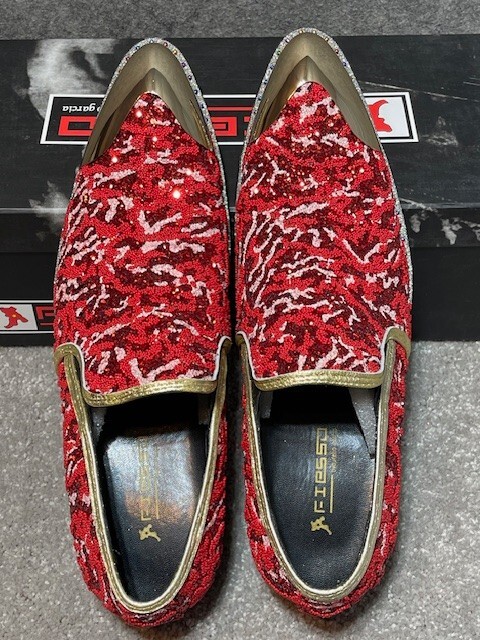 Fiesso by AURELIO GARCIA Dress Shoes Mens 9 FI7016 Graphic Leather Slip On Red Fiesso by AURELIO GARCIA Dress Shoes Mens 9 FI7016 Graphic  main image 4