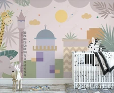 3D House Cloud Cartoon Kids Self-adhesive Removeable Wallpaper Wall Mural