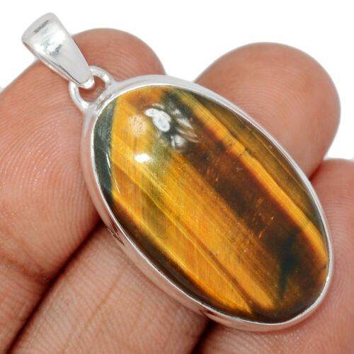 Natural Hawk Eye (Blue Yellow Tiger Eye) 925 Silver Pendant Jewelry CP28651 - Picture 1 of 1