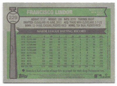MLB TOPPS 　FRANCISCO LINDOR　HFA SSP Francisco Lindor Stars of MLB 2025 Topps Series 1 #SMLB-11