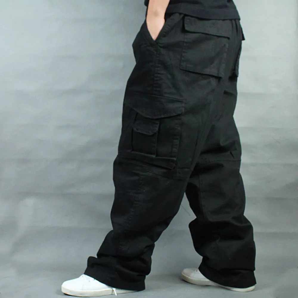 Mens Plus Size Cargo Trousers loose Work Wear Outdoor Pants Baggy Hip Hop  Pocket