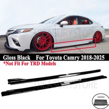 For Toyota Camry XSE XLE 2018-2025 V Style Gloss Black Side Skirt Extension Lip