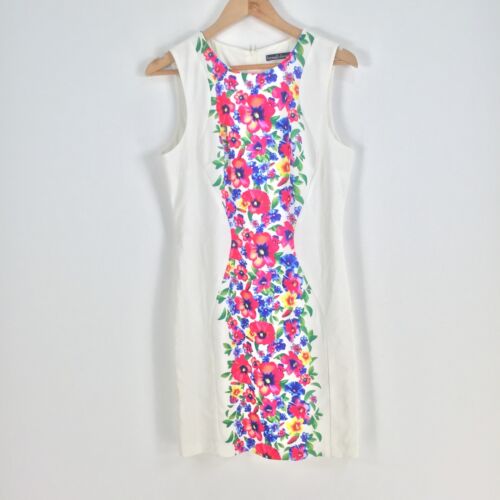 Honey and beau womens dress size 10 pencil white floral sleeveless 064439 - Picture 1 of 9