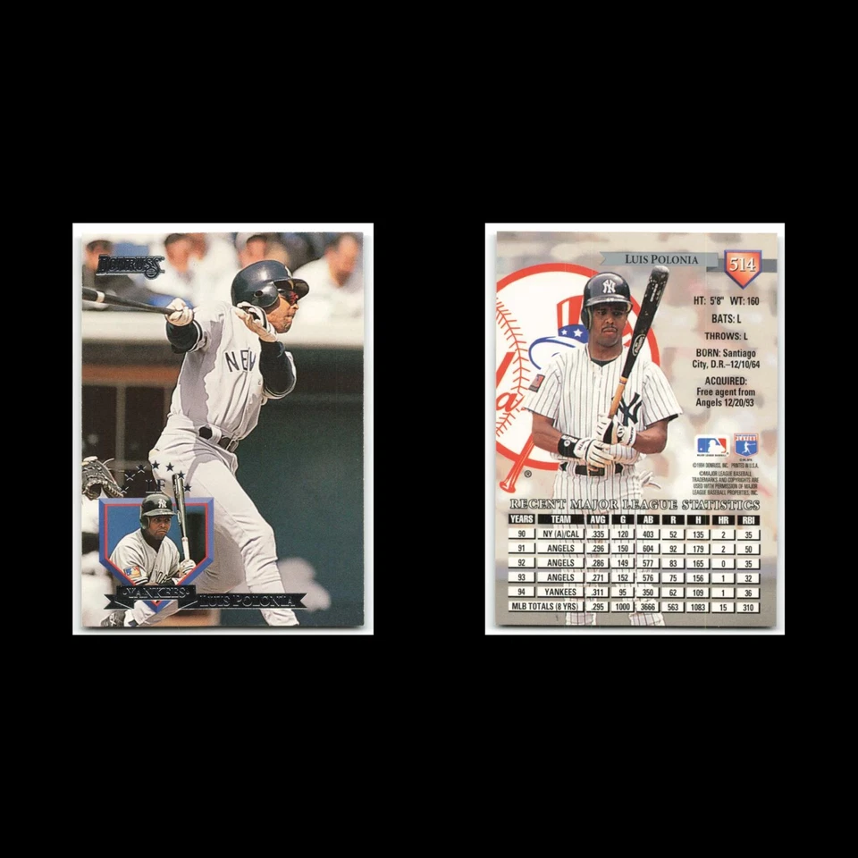 Luis Polonia #514 1995 Donruss New York Yankees Baseball Card MLB NM - Image 3 of 3