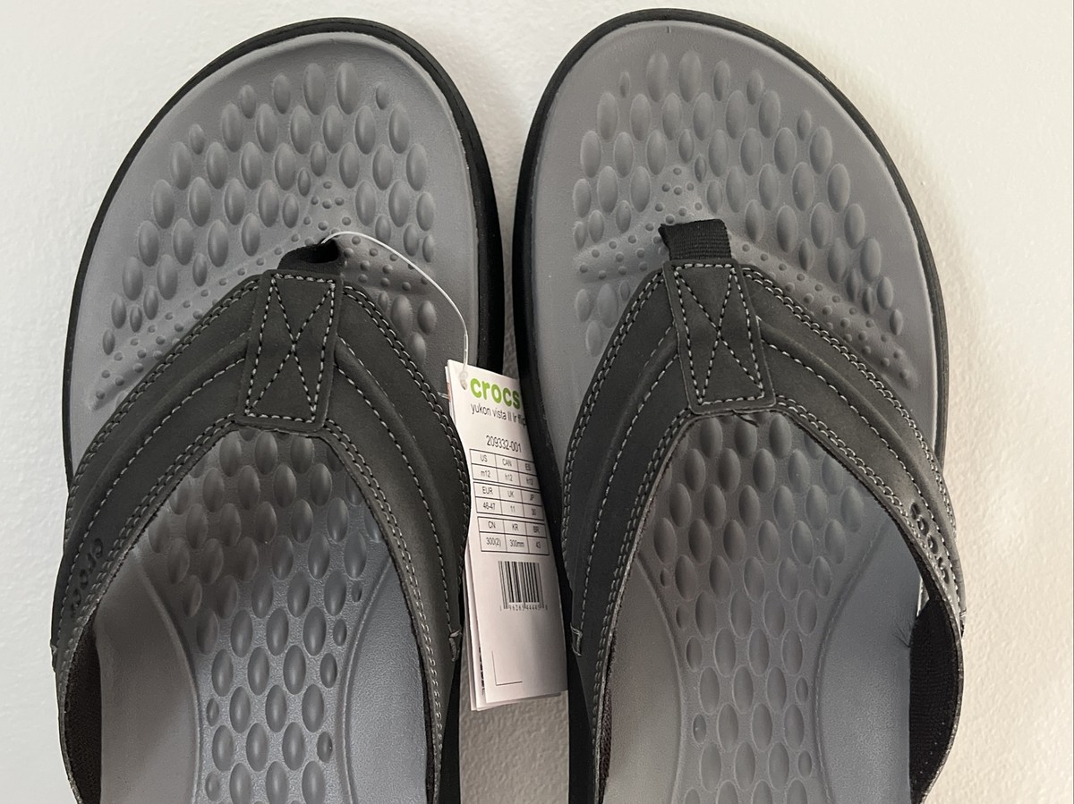 Crocs Yukon Vista II LiteRide Flip Gray Mens 9 Faux Leather 209332-001 Crocs YUKON VISTA II Lite Ride FLIP Flop Black Mens 12 | eBay main image 2