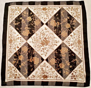 VINTAGE AUTHENTIC JEAN PATOU PARIS FLORAL ART BLACK SILK 34