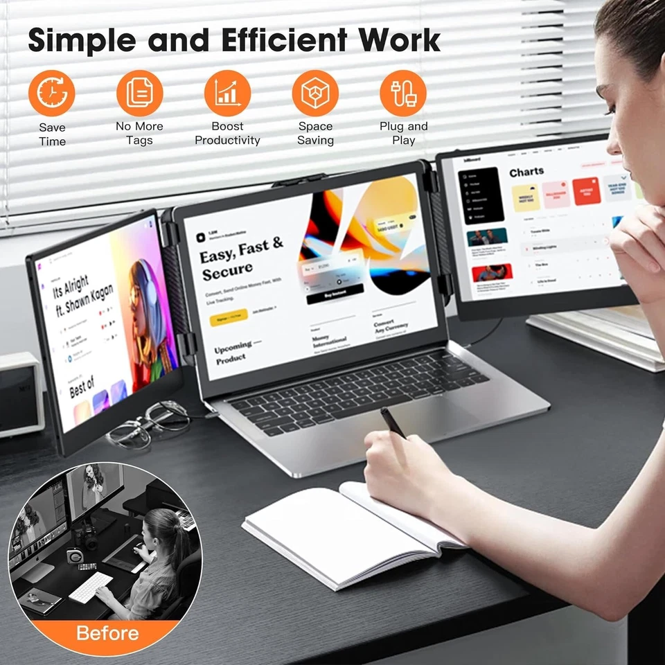 Kwumsy 14'' S2 Portable Monitors for Laptop | Triple Screen extender - Image 4 of 4