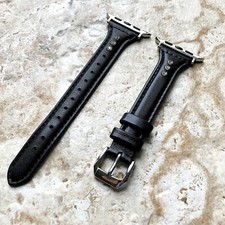 Black w Crystals Slim Band for Apple Watch 7 6 5 4 3 2 SE, 38mm 40 41 42 44 45mm