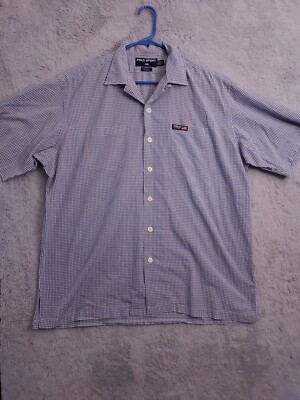 Vintage Ralph Lauren Shirt Mens Large Polo Sport Loop Collar Camp 