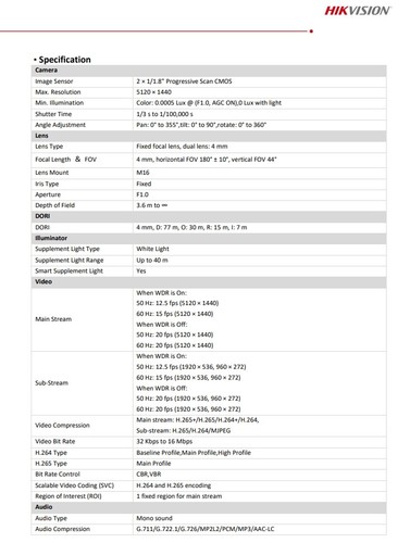 Hikvision DS-2CD3T87G2P-LSU/SL 8MP Panorama ColorVu Fixed Bullet Netzwerkkamera - Picture 6 of 9