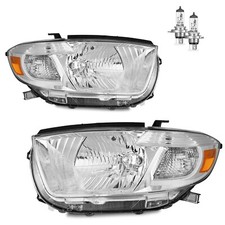 Pair Headlights For 2008 2009 2010 Toyota Highlander Chrome Headlamps Wbulbs