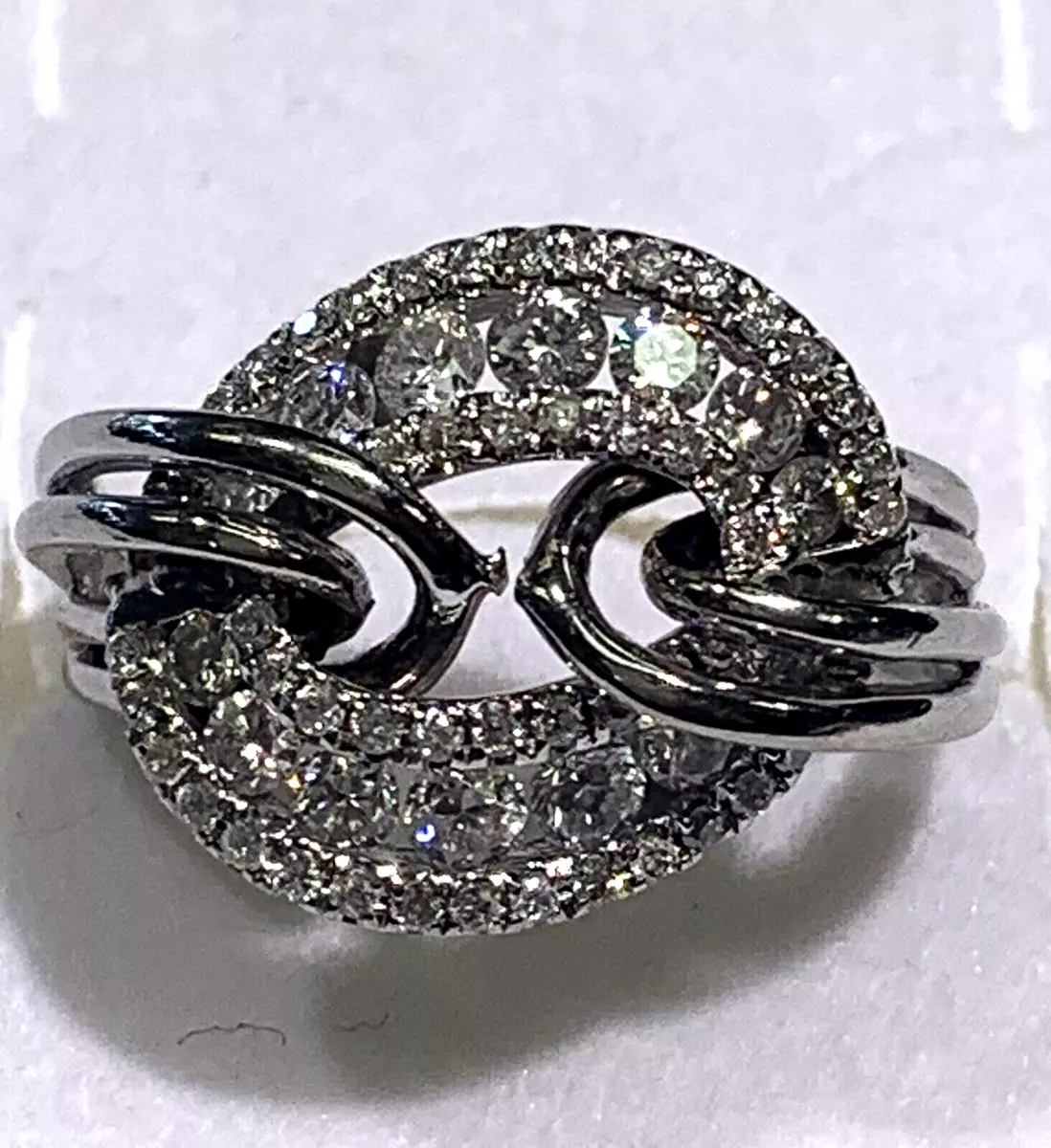 14k White Gold Diamond Love Knot Ring