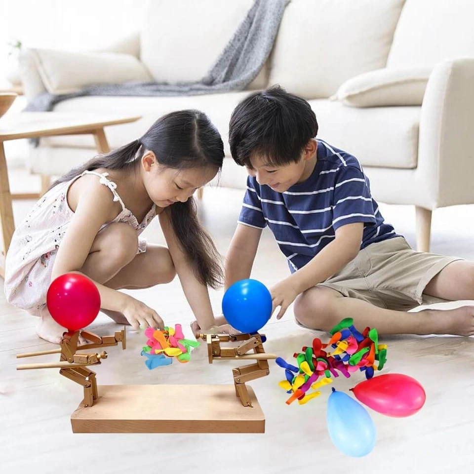 手工制作木制击剑木偶气球竹人战斗(带 100 个气球) — 第 2/4 张图片