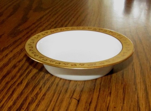 Bellissimo antico triplo bordo oro foglia e vite Limoges Francia Ramekin anni 1890 - Foto 4 di 4