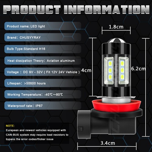 For 2009-2014 Acura TL 8Pcs Front LED HID Headlight+Daytime Fog Light Bulbs Kit - Picture 12 of 12