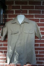 1956 korea vietnam US Army Men Tan Khaki tropical short Cotton Shirt 15 1/2