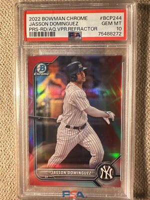 2022 Bowman Chrome Jasson Dominguez Prospect Red Aqua Vapor 