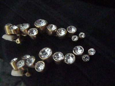OSCAR DE LA RENTA signed clear crystal dangle statement clip earrings EUC