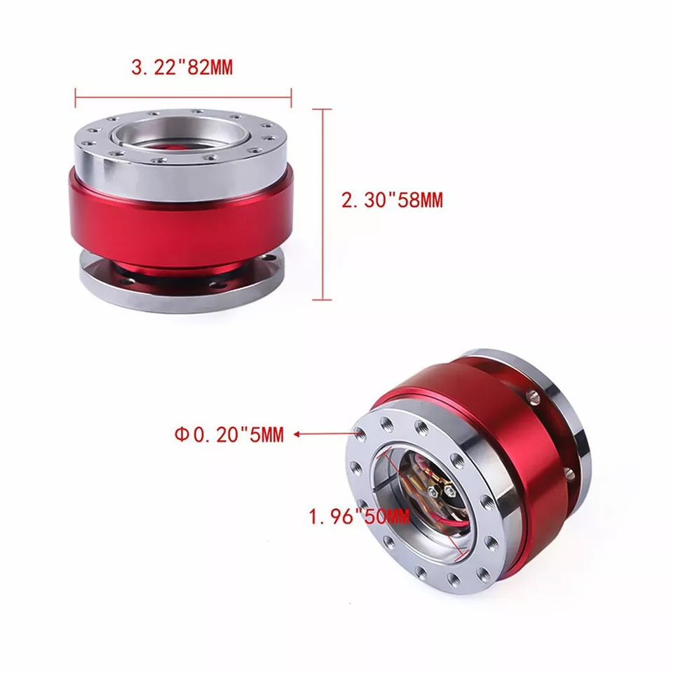 Red Universal Car Steering Wheel Quick Release HUB Adapter Snap Off Boss Kit - Image 3 of 4