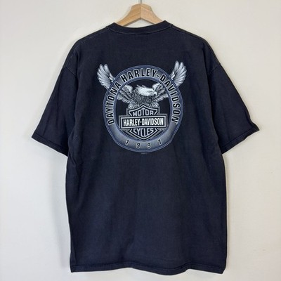 Vintage 90's Harley Davidson Daytona Eagle Animal Black Tee Shirt - Large