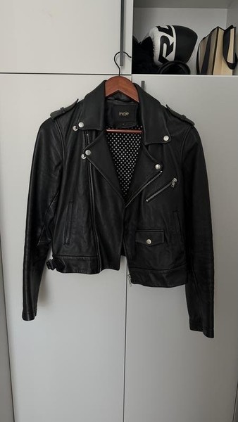 Damen Maje Jacke Schwarz Leder 40