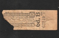 VINTAGE 1930s DEPARTMENT OF ROAD TRANSPORT OMNIBUS SERVICES 6d. B BUS TICKET