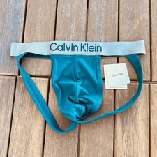 Calvin Klein CK men teal blu brushed microfiber jock jockstrap underwear S M L