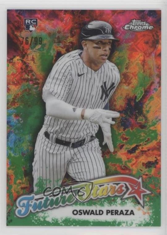 2023 Topps Chrome Logofractor Edition Green Refractor 76/99 Oswald Peraza 0nr3