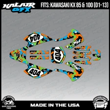 Kalair GFX Graphics Kit for Kawasaki KX85 KX100 (2001-2013)  INVASION - Orange