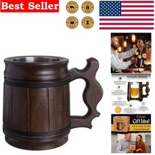 Insulated 10 oz Wooden Beer Mug - Handmade Gift for Fathers and Groomsmen