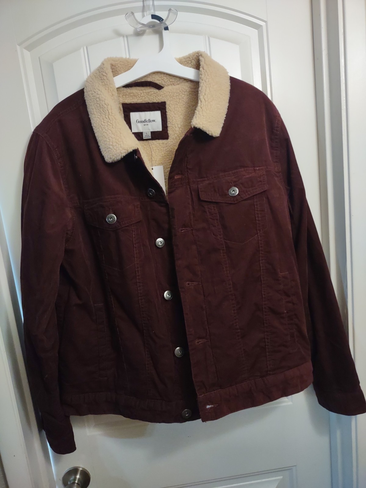 Goodfellow & Co Brown Corduroy Jacket with faux Sherpa lining