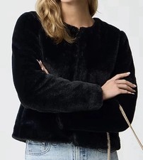 NEW J. Crew Women s Faux-fur Black Cropped Jacket Size Small