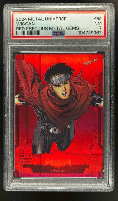 2024 Metal Universe Marvel Avengers Wiccan Precious Gems Red #22/100 PSA 7