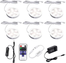 LED Puck Lights with Remote,Dimmable Under Counter Light Fixtures,Kitchen Lights