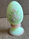 FENTON Satin Custard Glass Egg Textured Floral Arrangement Signed Richard