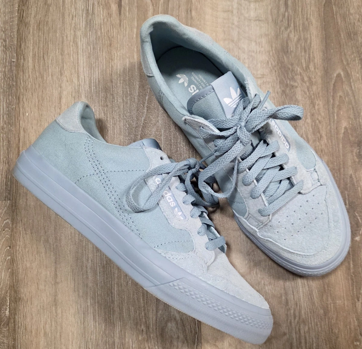 Size 7 Adidas Continental Vulc Ash Gray Light Blue Mens Athletic Sneakers EF9423 adidas Continental 80 Ash Grey for Sale | Authenticity  main image 2