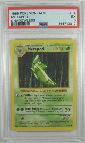 Pokémon 1999 Base Set METAPOD 54/102 PSA 5 EX SHADOWLESS