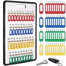 Key Hook Board Rack with 40 Pcs Plastic Tags Set 23.4 x 15.5 Inch Key Holder ...