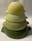 Vtg Pyrex Mixing Bowl Set of 4 Nesting Avocado Verde Cinderella 444 443 442 441